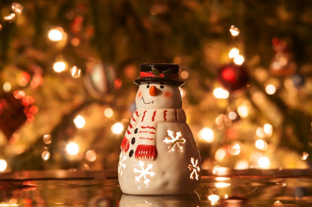 snowman christmas candle lights