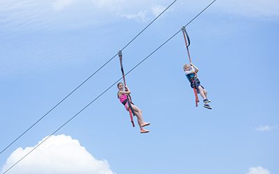 view of kids ziplining