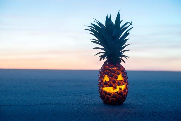 Pineapple pumpkin on the beach