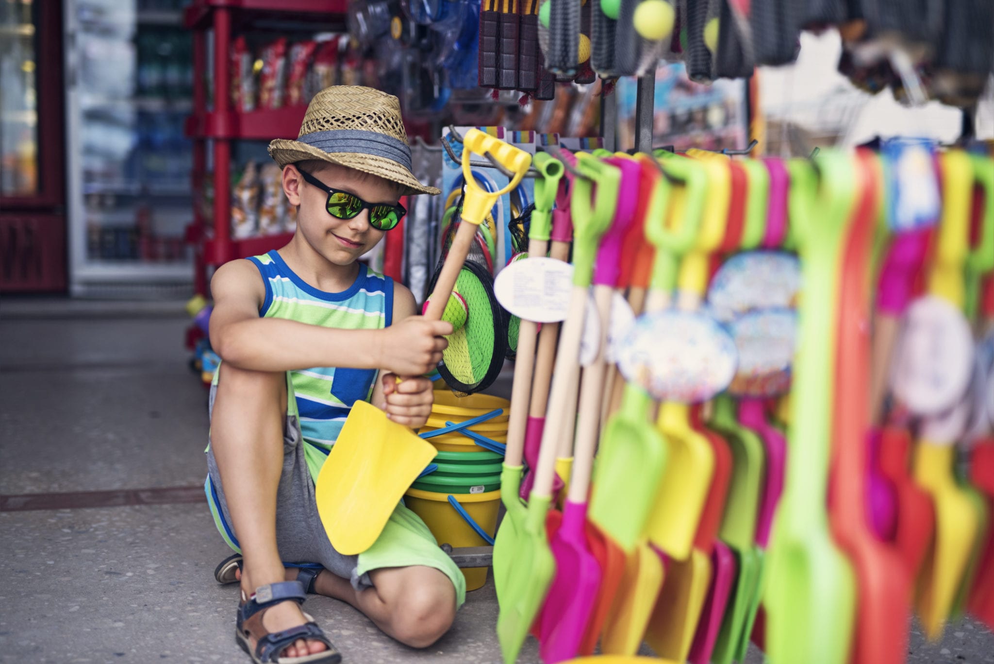 Boy shopping at Myrtle Beach Boardwalk Shops